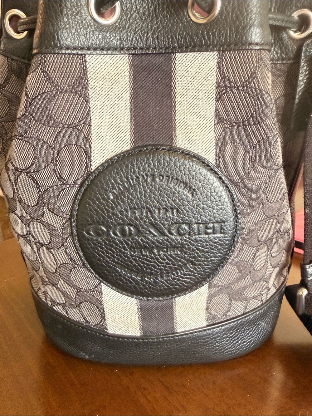 Coach Charcoal and Black Signature Bucket Crossbody - Picture 2 of 7